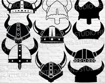 Viking Helmet SVG Bundle: Cricut Silhouette Vector Cut Files (Digital Download)