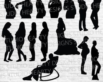 Pregnant Woman Silhouette SVG Bundle for Cricut (Digital Download)