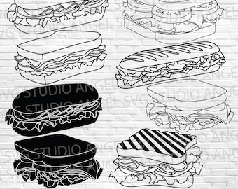 Sandwich SVG Bundle: Food Cut Files (PDF, PNG)
