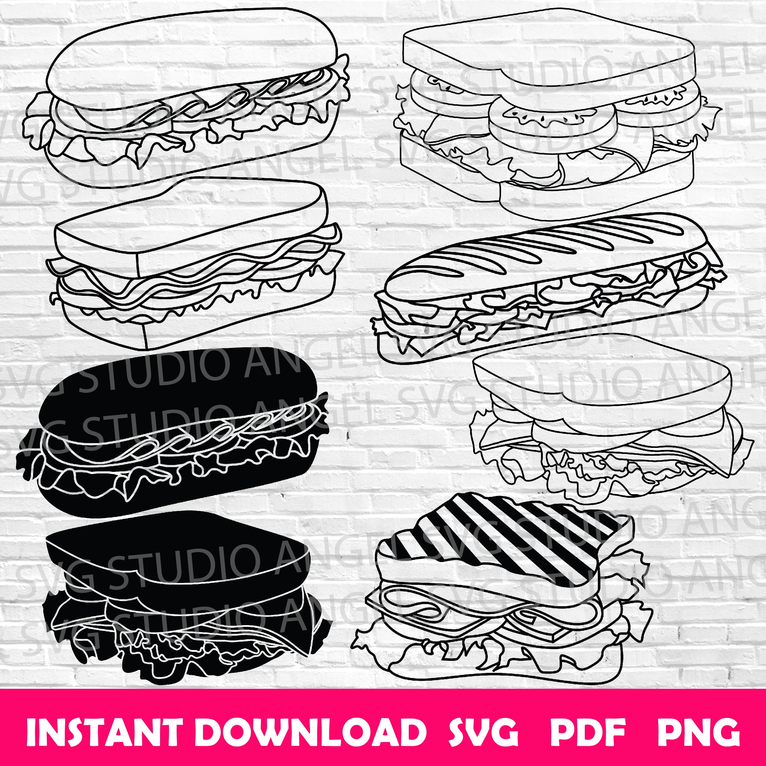 Sandwich Svg Sandwich Svg Files Sandwich Cricut Sandwich Vector