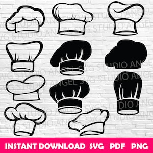 Chef Hat SVG Bundle: Cook Cap Cut Files (Digital Download)