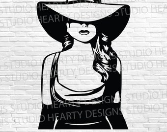 Woman in Hat SVG: Fashion Portrait Clipart (Digital Download)