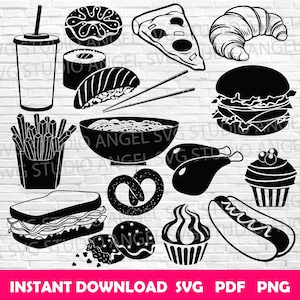 Fast Food SVG Bundle: Junk Food Vector Cut Files (Digital Download)