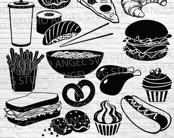 Fast Food SVG Bundle: Junk Food Vector Cut Files (Digital Download)