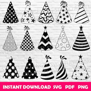 Party Hat SVG Bundle: Birthday Cap Clipart (Digital Download)