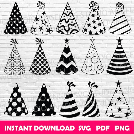 Party Hat SVG Bundle: Birthday Cap Clipart (digital Download