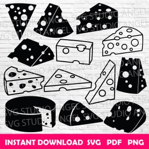 Cheese SVG Bundle: Cut Files, Clipart, Silhouette (Digital Download)