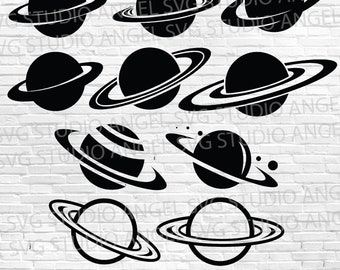 Pacchetto SVG del pianeta Saturno: file tagliati, clipart, vettoriali (download digitale)