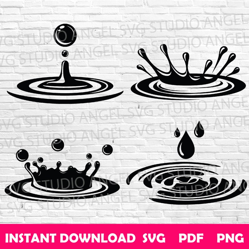 Water Splash svg Water Ripples svg Water Splash Cricut Water Drops Clipart Water Vector Water Splash svg cut files Water Splash silhouette image 1