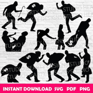 Ladro svg Ladro svg Ladro Cricut Ladro Vettore Silhouette Ladro svg file di taglio Ladro svg bundle Ladro con sacco di soldi svg