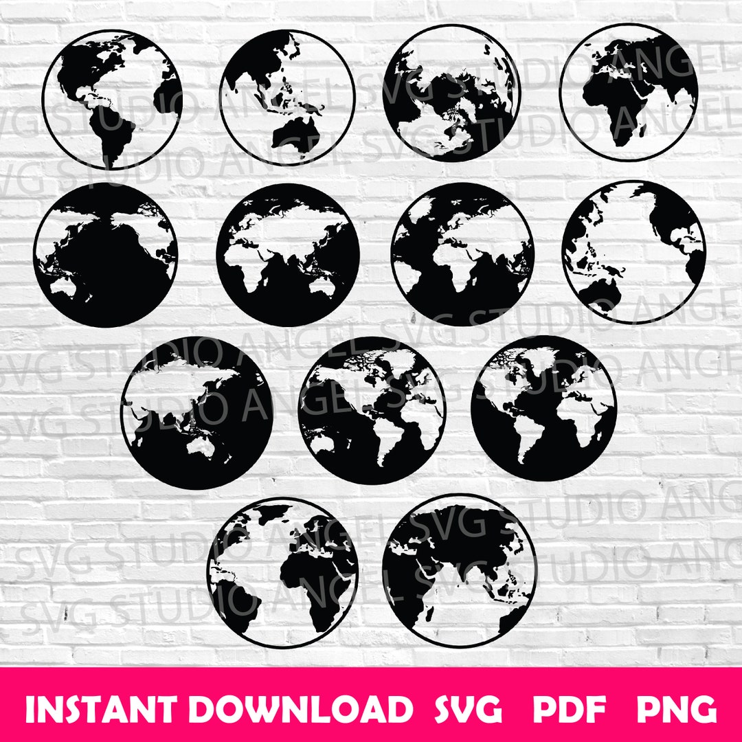 Earth Globe SVG Bundle: Vector Cut Files (digital Download) - Etsy