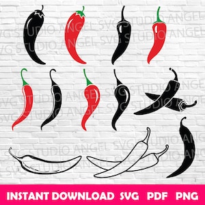 Red Chilli SVG Bundle: Vector Cut Files (PDF, PNG)