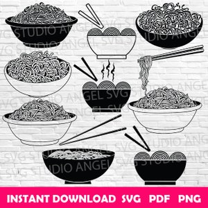Noodles Bowl SVG Bundle: Ramen Vector Cut Files (Digital Download)