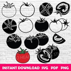 Svg tomate tomates svg tomate Cricut tomate Clipart tomate vecteur tomate silhouette tomate svg coupe fichiers bundle svg tomate légume tomate