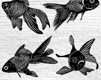 Gold Fish SVG Bundle: Sea Life Clipart, Aquarium Fish Vector (Digital Download)