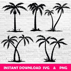 Palm Tree SVG Bundle: Tropical Silhouette Cut Files (SVG, PNG)