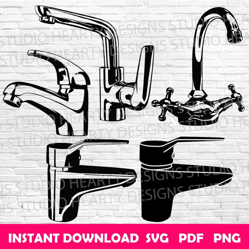 Svg Faucet Pattern Faucet SVG Bundle: Silhouette, Clipart, Vector Cut Files for Cricut ...