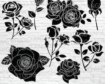 Rose SVG Bundle: Flower Cut Files, Clipart (Digital Download)