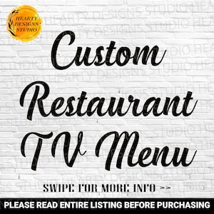 Menú de TV de restaurante personalizado Menú de TV digital personalizado Menú de TV personalizado Menú de pantalla personalizado Diseño gráfico personalizado Diseño de tablero de menú de TV estática