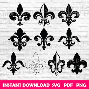 Fleur de lys svg vecteur fleur de lys Cricut fleur de lys silhouette fleur de lys svg bundle fleur de lys svg couper des fichiers
