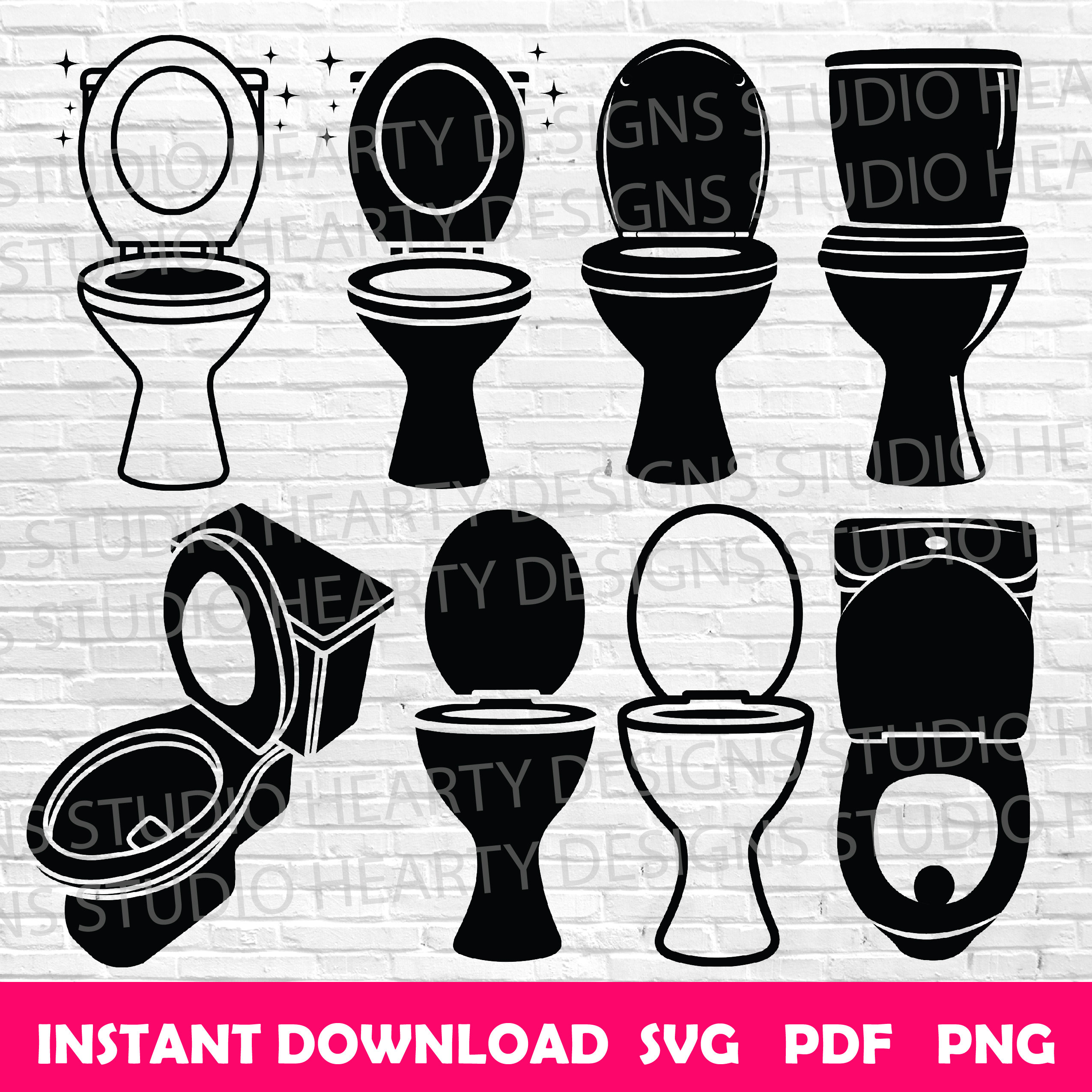 Toilet Bowl SVG Bundle: Toilet Seat Vector Graphics (Digital Download), image size:2550x2550