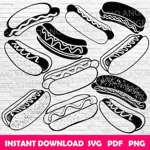 Hotdog svg hotdog Cricut hotdog svg gesneden bestanden hotdog vector hotdog svg bundel hotdog silhouet chili hond svg chili hond svg bundel