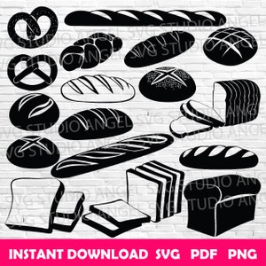 Svg pain pain Cricut svg pain svg coupe bretzel svg coupe pain svg bundle tranche de pain svg miche de pain svg baguette svg coupe boulangerie pains svg