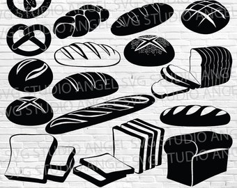Bakery Bread SVG Bundle: Pretzel, Baguette, Loaf (Digital Download)