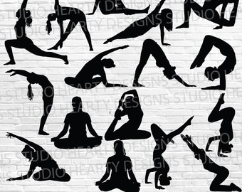 Yoga Woman Silhouette: SVG, PDF, PNG Cut Files (Digital Download)