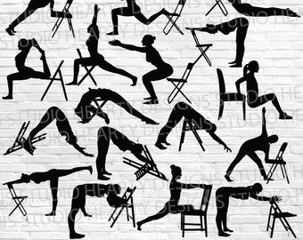 Chair Yoga SVG Bundle: Poses Clipart (Digital Download)