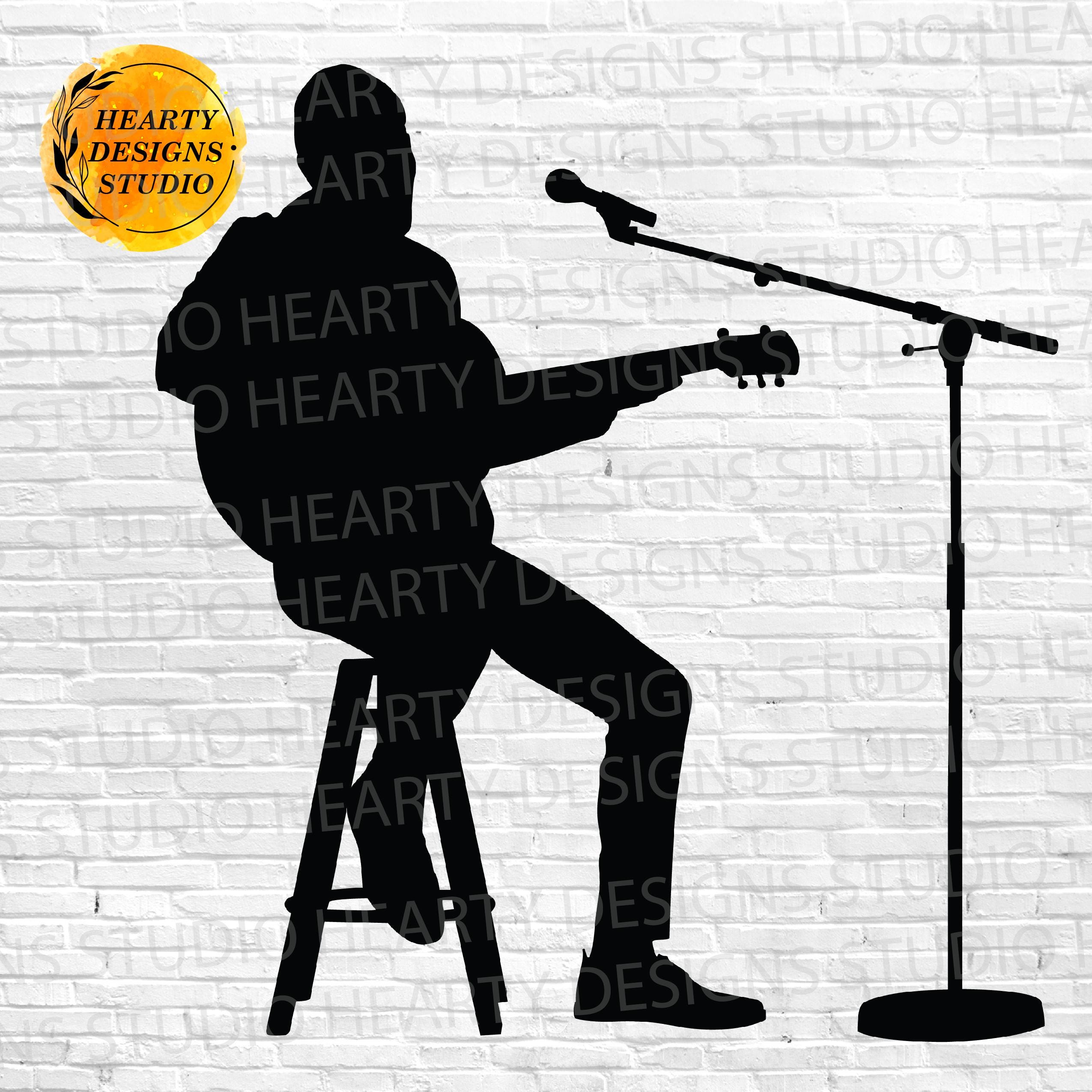 Male Singer Silhouette SVG Bundle: Concert Stage Graphics (digital ...