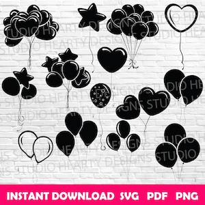Party Balloons SVG Bundle: Cricut Cut Files (Digital Download)