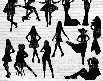 Fashion Model SVG Bundle Cut Files For Silhouettes Cricut (Digital Download)