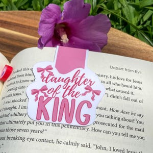 Daughter of the King Christian Magnetic Bookmark | Coquette Bow Bookmark, Christian Book Accessories | Reader Gift | Faith Inspired Gift