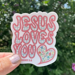 Adesivo Jesus te ama | Adesivos cristãos | Adesivo à prova d&#39;água | Presente religioso