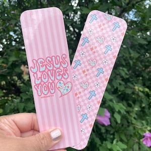 Jesus Loves You Groovy Gingham Bookmark | Double-Sided Bible Bookmark, Bible Gift, Bible Club Item, Cute Bible Bookmark Gifts for Christians