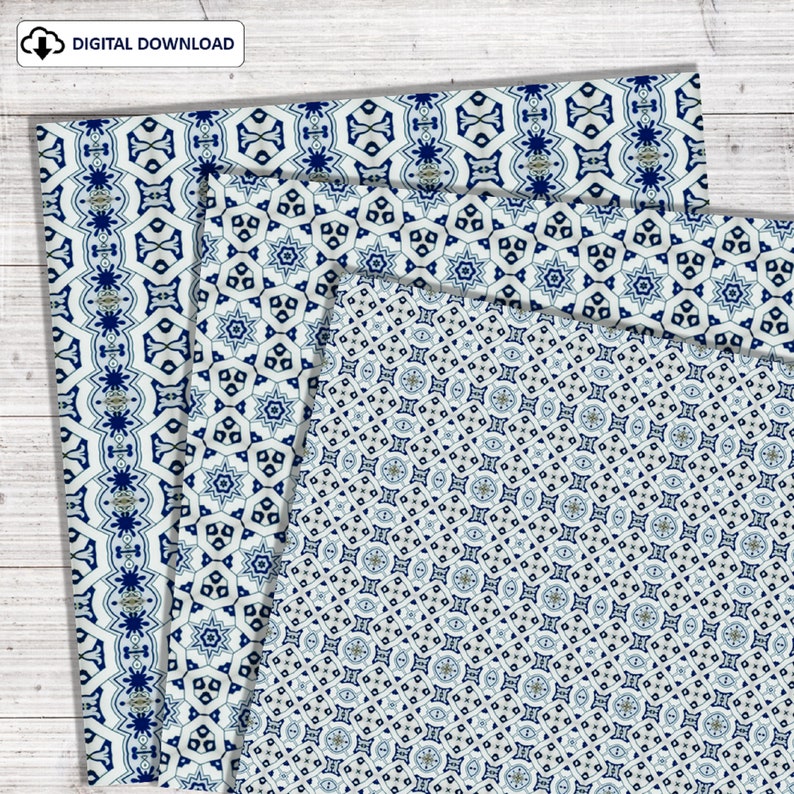 Digital Paper Pack, Atlantis, Blue and Gray, Scrapbooking Paper, POD