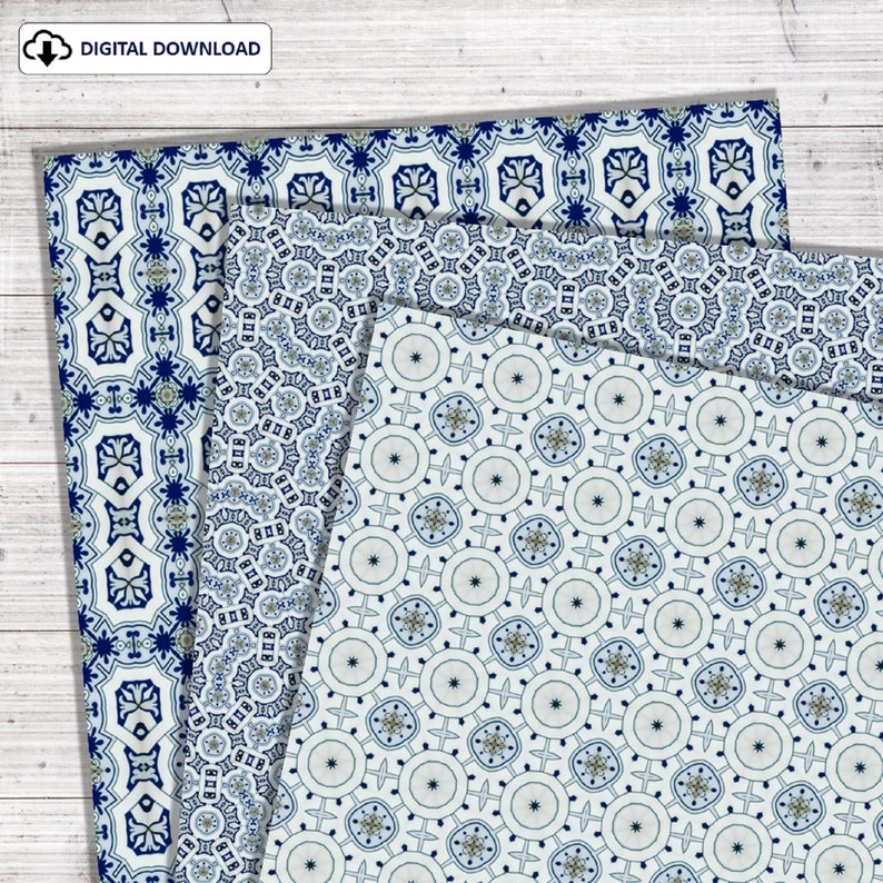 Digital Paper Pack, Atlantis, Blue and Gray, Scrapbooking Paper, POD