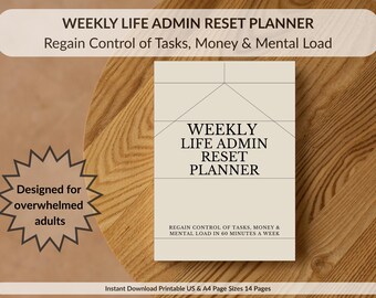 Weekly Life-beheerder planner resetten | Afdrukbaar productiviteitssysteem voor overweldigde volwassenen | Taken, geld en mentale belasting organiseren