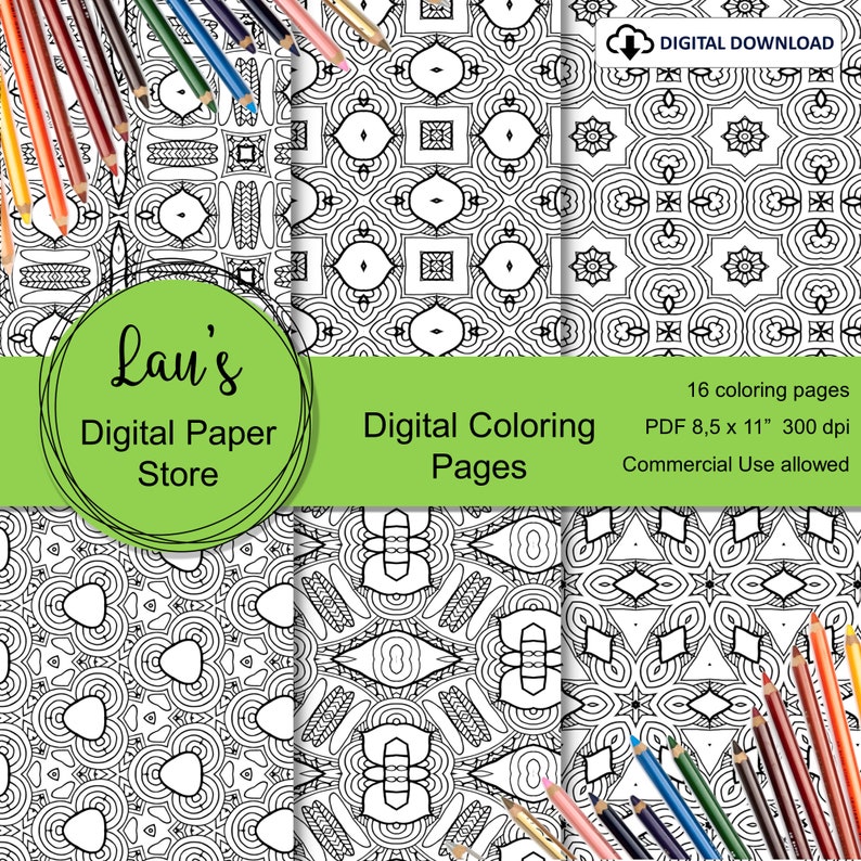 Geographic Shapes Coloring Pages for Adults, Abstract Shapes to Color ...