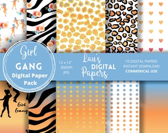 Digitaal papierpakket, meidenbende partytime, meidenavondje uit, meidenweekend, leuke meiden, vriendinnen, digitaal patroon, commercieel gebruik toegestaan