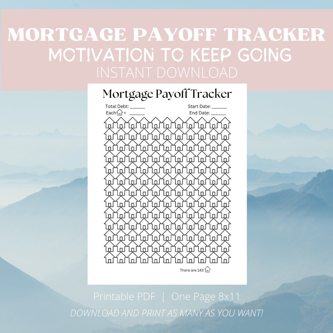 Mortgage Payoff Tracker, Debt Free Tracker, Printable Mortgage Tracker ...