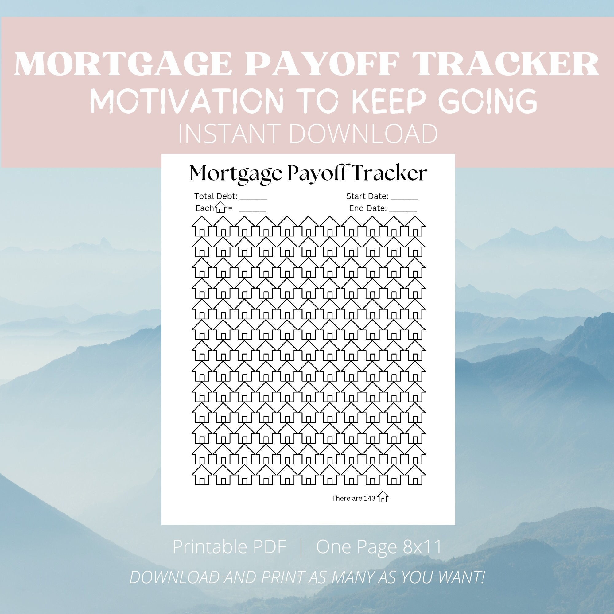 Mortgage Payoff Tracker, Debt Free Tracker, Printable Mortgage Tracker ...