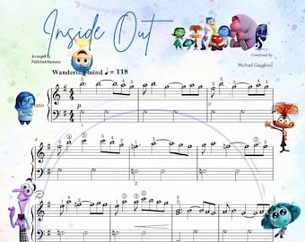 InsideOut - Attractive Piano Theme Sheet Music Score with note names