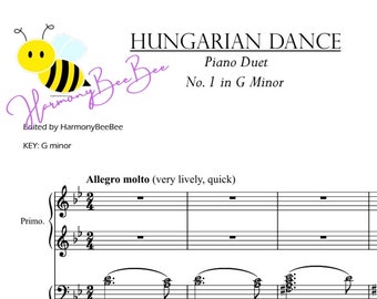 Hungarian Dance No. 1 in G minor PIANO DUET by Brahms