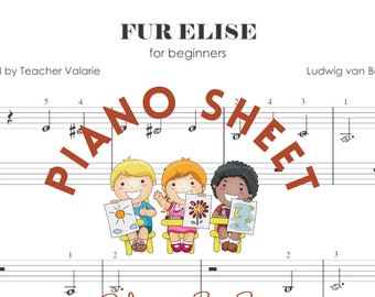 Fur Elise for beginners (5-finger position) Very Easy Piano Sheet Music