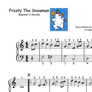 Frosty the Snowman Piano Sheet Music: Easy Learning, Grade 1 (PDF)