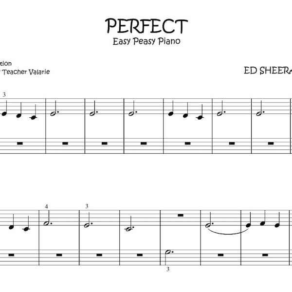 Perfect - Easy Peasy Piano Sheet Music for beginners 5-finger position short and sweet