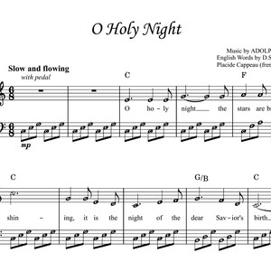 O Holy Night - Christmas Piano Sheet with note names Self Learning Series Grade 1 - 3