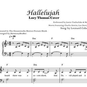 HaIIelujah - Leonard Cohen ~ Easy Piano Sheet Music Score Level 3 for Self-Learning Pianists